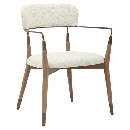 Dining Armchair Roy Hm9978.01 Beech Wood Legs-metal Arms-fabric In Ecru Color 51x48x77,5hcm.