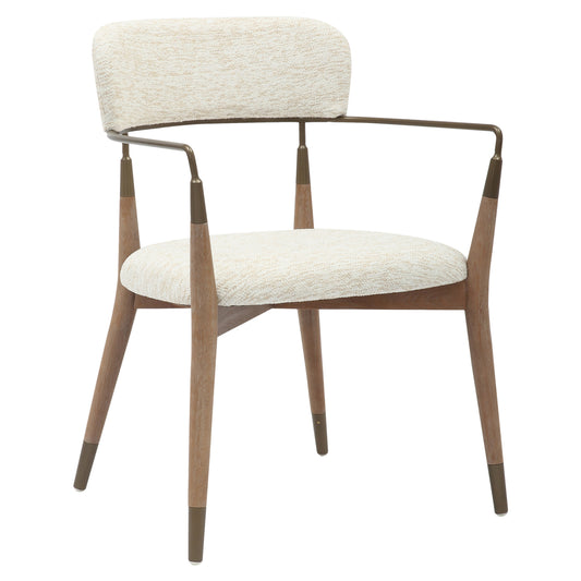Dining Armchair Roy Hm9978.01 Beech Wood Legs-metal Arms-fabric In Ecru Color 51x48x77,5hcm.