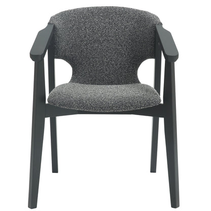Dining Armchair Yeger Hm9995.01 Beech Wood In Black-dark Grey Fabric 59x58x78hcm.