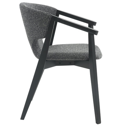 Dining Armchair Yeger Hm9995.01 Beech Wood In Black-dark Grey Fabric 59x58x78hcm.