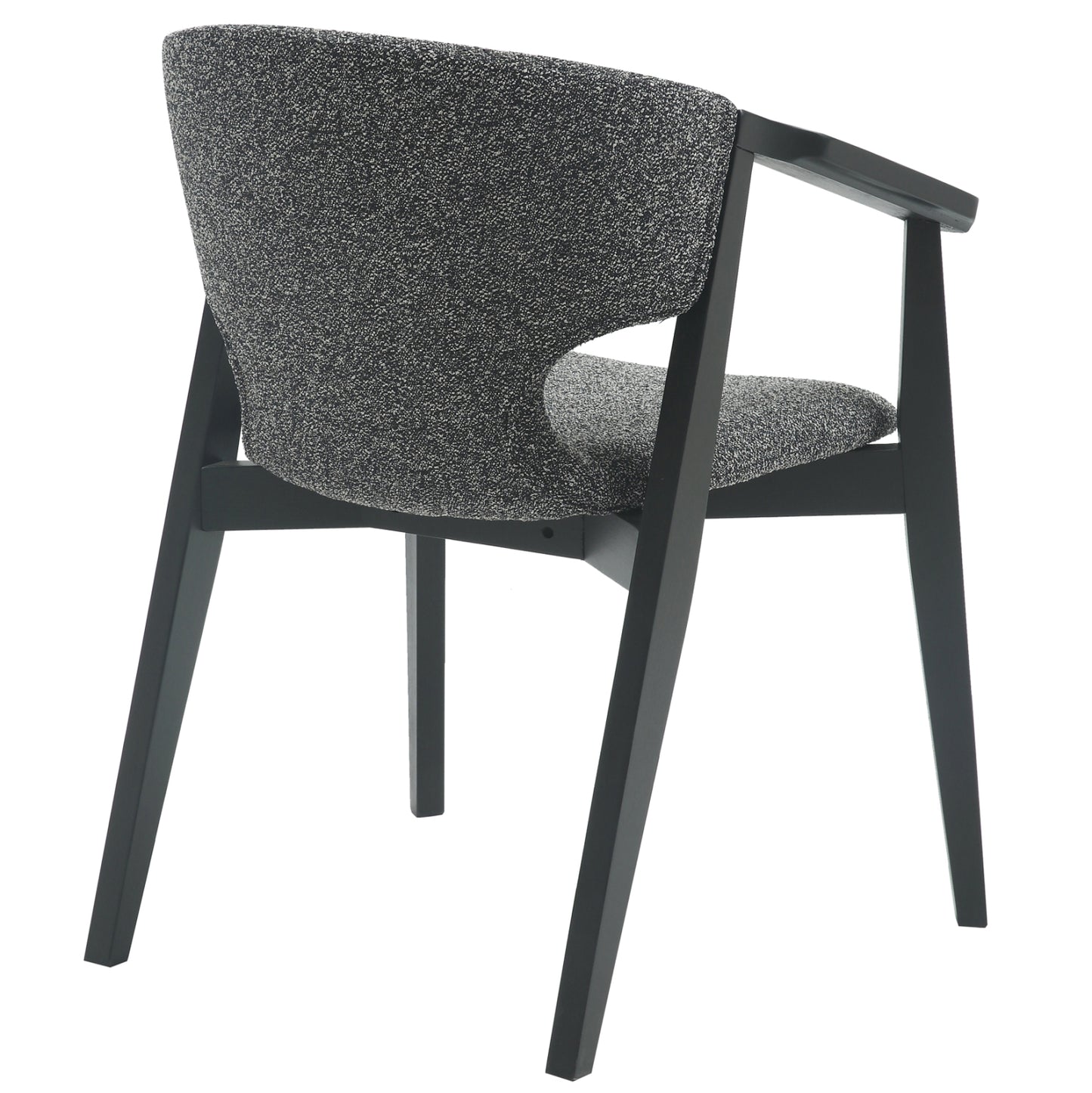 Dining Armchair Yeger Hm9995.01 Beech Wood In Black-dark Grey Fabric 59x58x78hcm.
