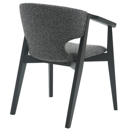 Dining Armchair Yeger Hm9995.01 Beech Wood In Black-dark Grey Fabric 59x58x78hcm.