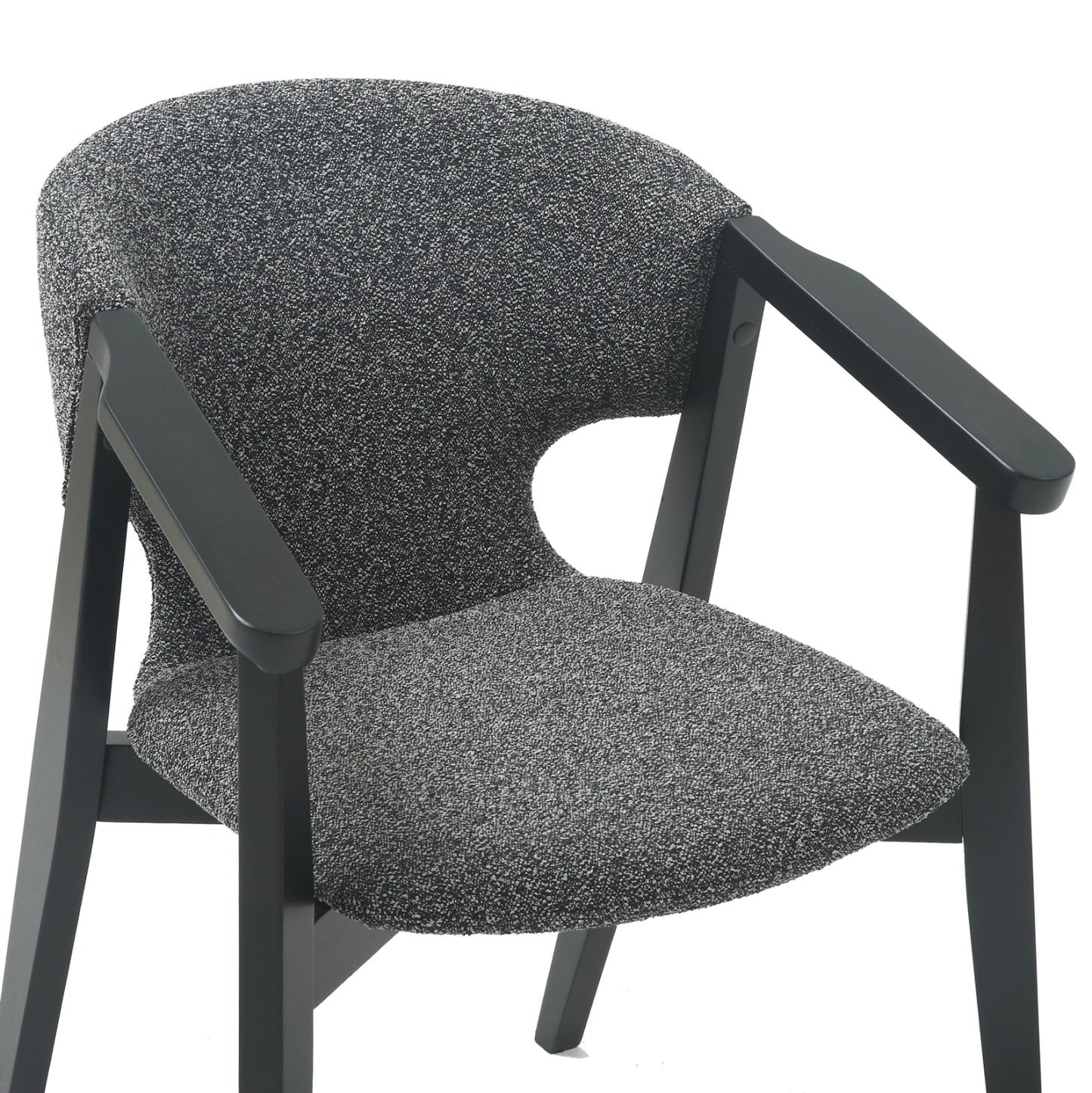Dining Armchair Yeger Hm9995.01 Beech Wood In Black-dark Grey Fabric 59x58x78hcm.