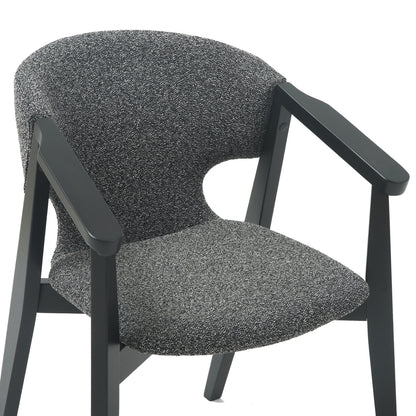 Dining Armchair Yeger Hm9995.01 Beech Wood In Black-dark Grey Fabric 59x58x78hcm.
