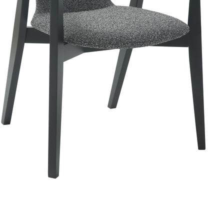 Dining Armchair Yeger Hm9995.01 Beech Wood In Black-dark Grey Fabric 59x58x78hcm.
