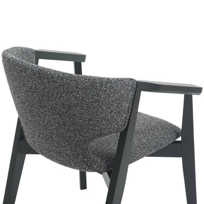 Dining Armchair Yeger Hm9995.01 Beech Wood In Black-dark Grey Fabric 59x58x78hcm.