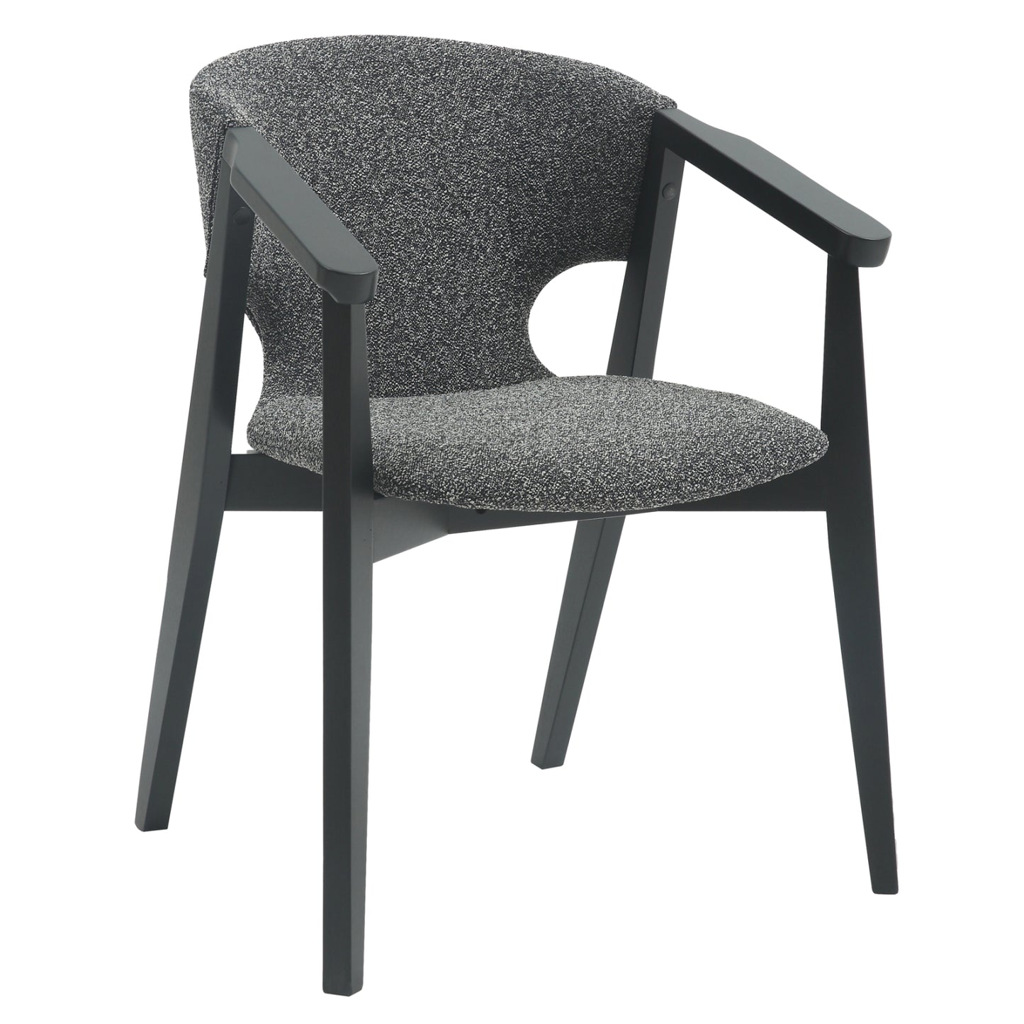 Dining Armchair Yeger Hm9995.01 Beech Wood In Black-dark Grey Fabric 59x58x78hcm.