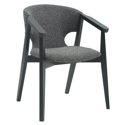 Dining Armchair Yeger Hm9995.01 Beech Wood In Black-dark Grey Fabric 59x58x78hcm.