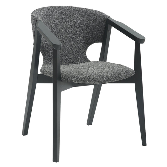 Dining Armchair Yeger Hm9995.01 Beech Wood In Black-dark Grey Fabric 59x58x78hcm.