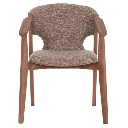 Dining Armchair Yeger Hm9995.03 Beech Wood In Whitewash-brown Fabric 59x58x78hcm.