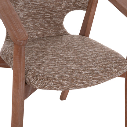Dining Armchair Yeger Hm9995.03 Beech Wood In Whitewash-brown Fabric 59x58x78hcm.