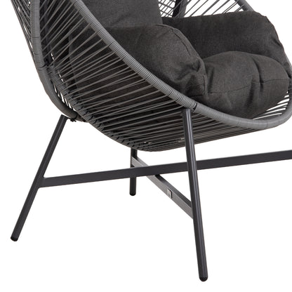 Armchair Nest-type Ruler Hm6506.01 Grey Steel-p.e.rattan-cushions 90x85x154hcm