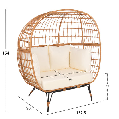 Armchair For Two Nest Type Rattan Miami Hm5870.11 132.5x90x154h Cm.