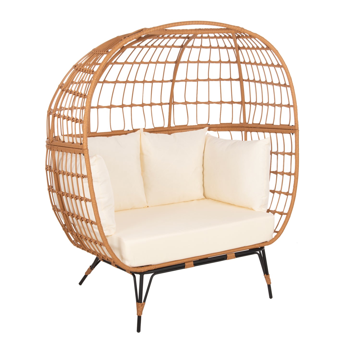 Armchair For Two Nest Type Rattan Miami Hm5870.11 132.5x90x154h Cm.