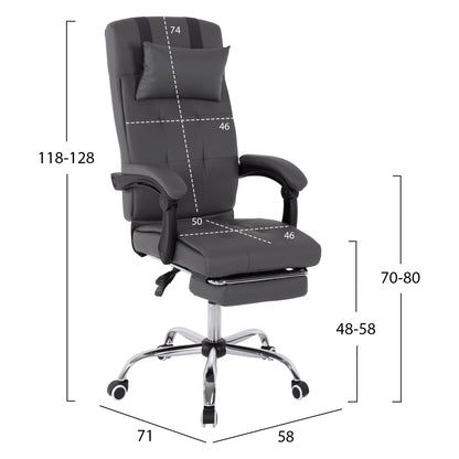 Executive Office Chair Hm1057.20 Grey With Folding Footrest 58x71x128hcm.
