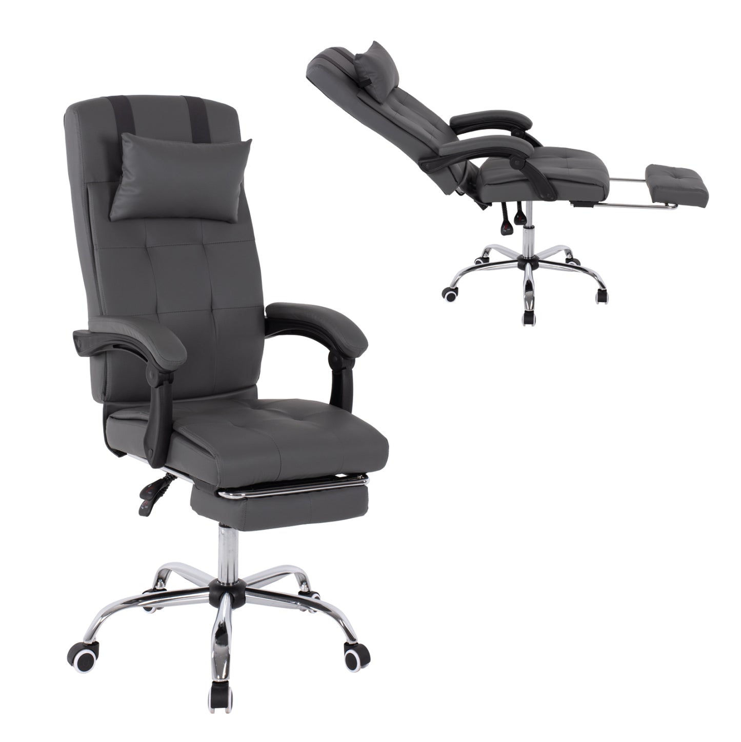 Executive Office Chair Hm1057.20 Grey With Folding Footrest 58x71x128hcm.