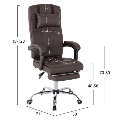 Executive Office Chair Hm1057.19 Brown With Folding Footrest 58x71x128hcm.