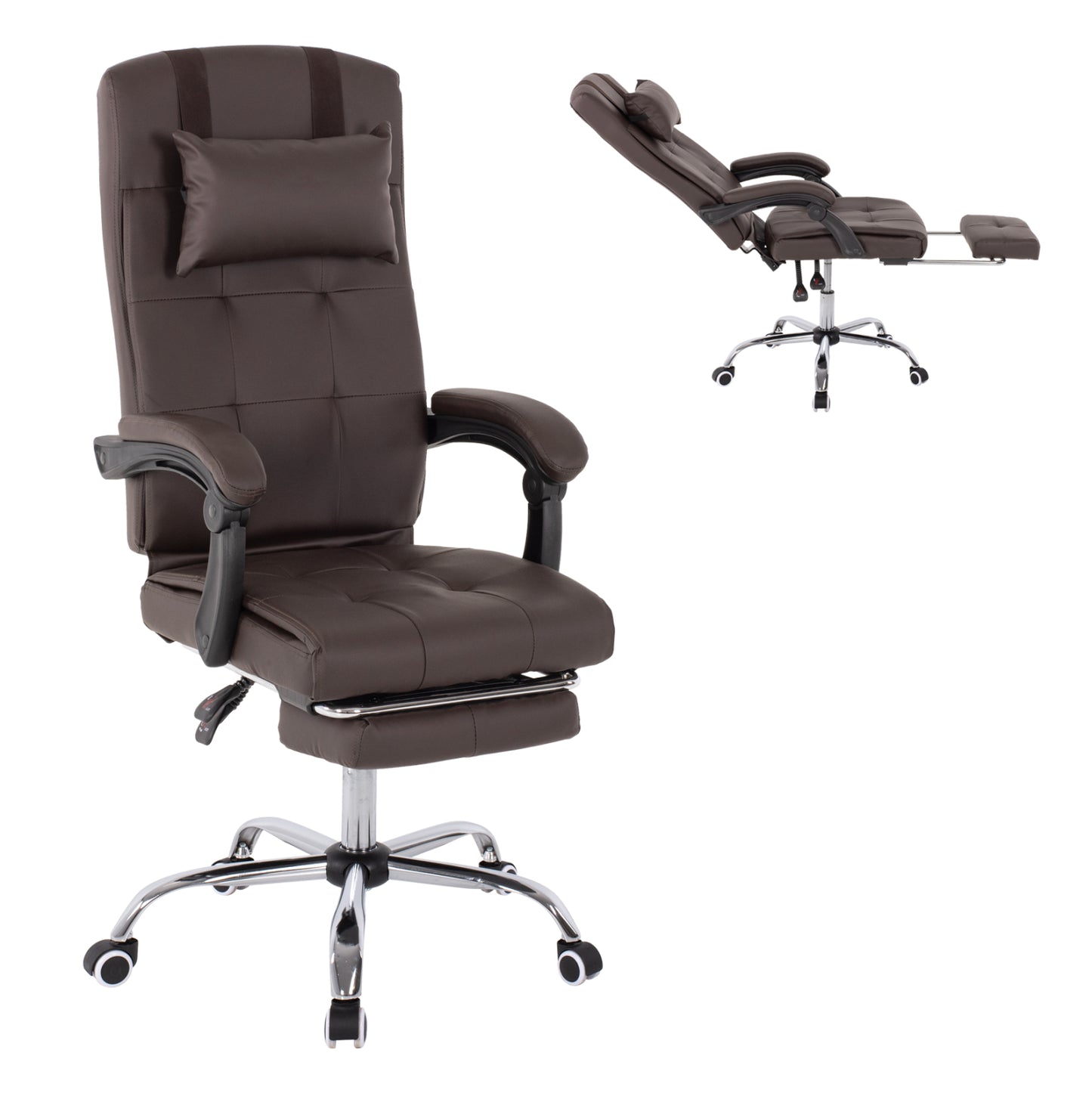 Executive Office Chair Hm1057.19 Brown With Folding Footrest 58x71x128hcm.