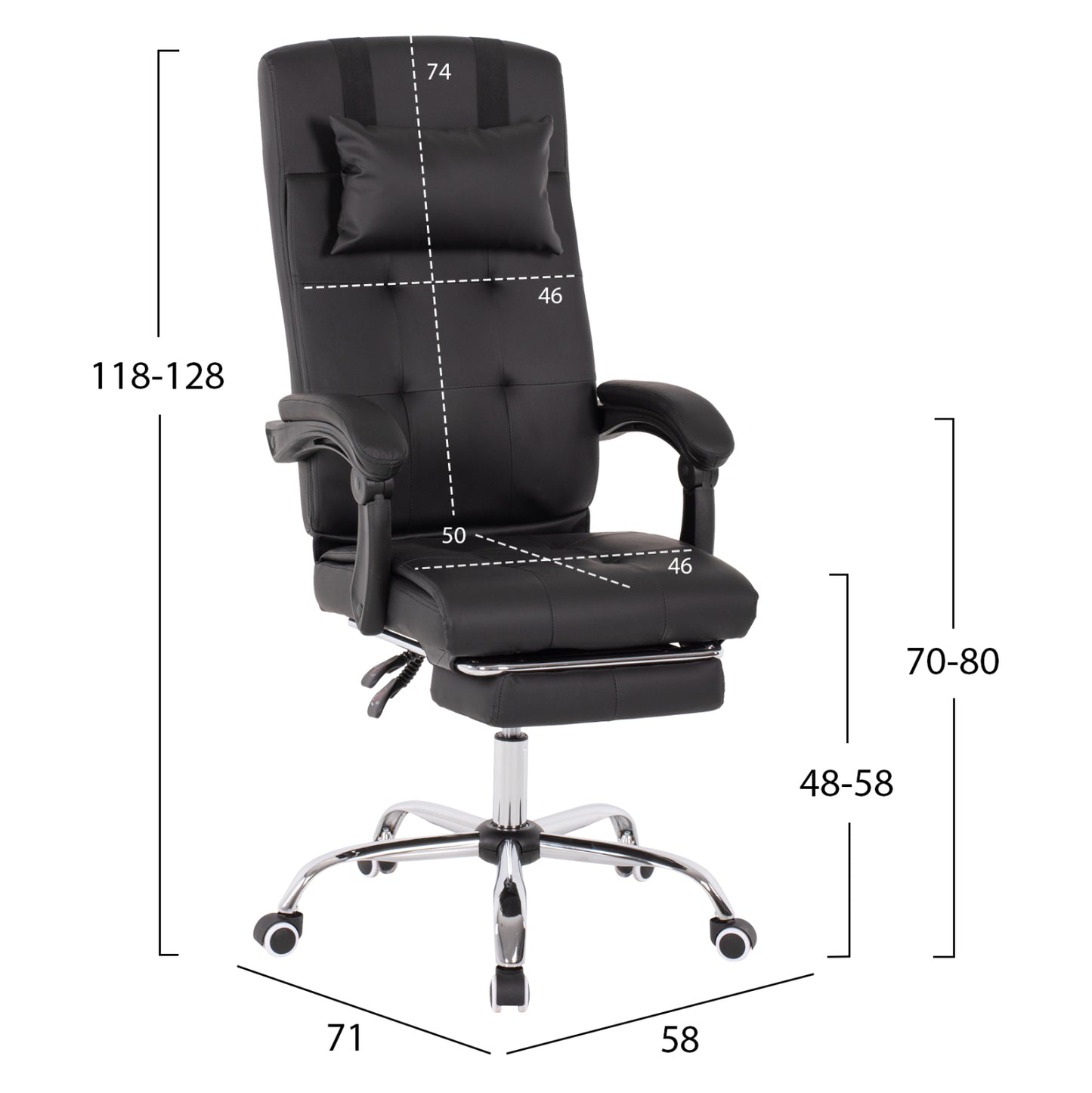 Executive Office Chair Hm1057.11 Black With Folding Footrest 58x71x128hcm.