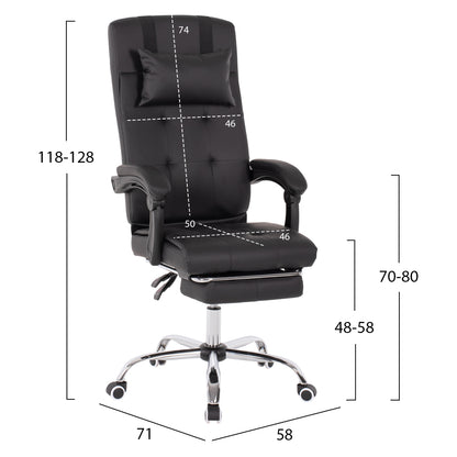 Executive Office Chair Hm1057.11 Black With Folding Footrest 58x71x128hcm.
