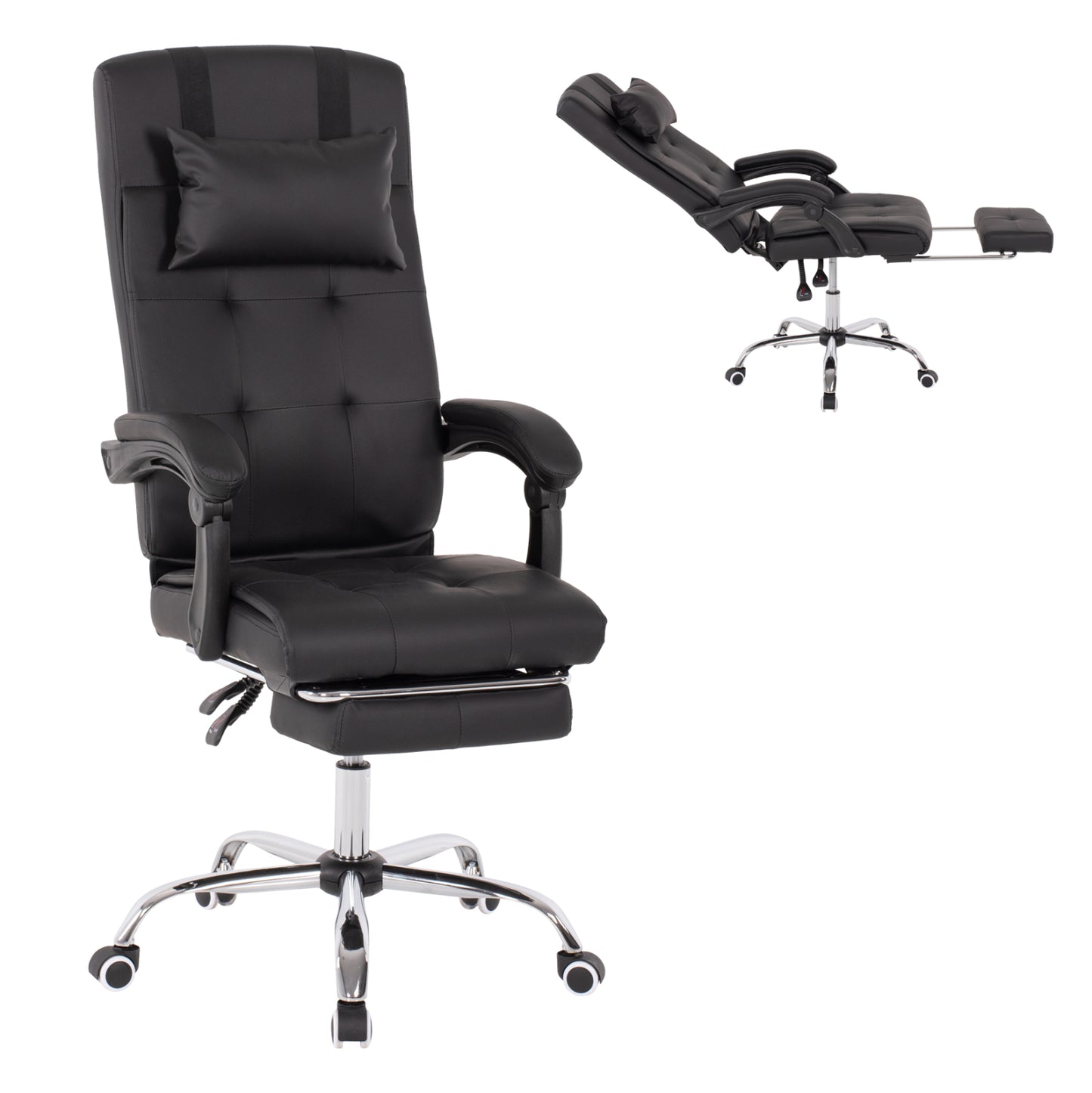 Executive Office Chair Hm1057.11 Black With Folding Footrest 58x71x128hcm.