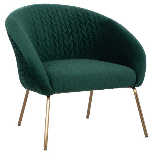 Hm8549.03 Armchair Joyce, Cypress Green Velvet, Metallic Legs