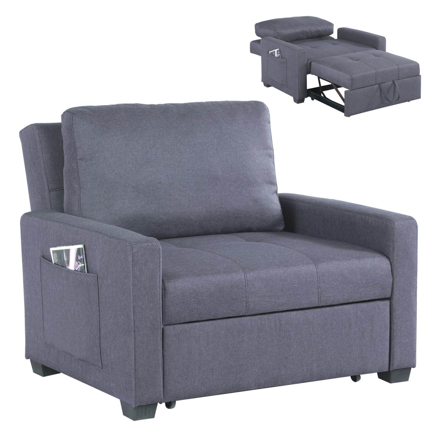 Armchair-bed Kanna Hm3083.10, Grey Fabric, 112x96x85 Cm