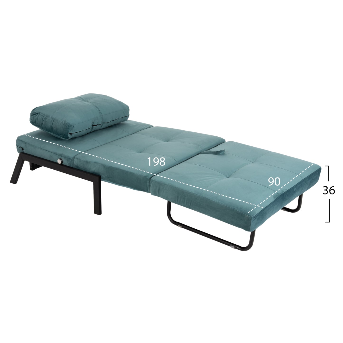 Easychair/bed Constance Hm3078.15 Turquoise Colored Velvet 95x92x66hcm.