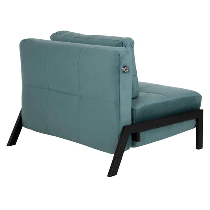 Easychair/bed Constance Hm3078.15 Turquoise Colored Velvet 95x92x66hcm.