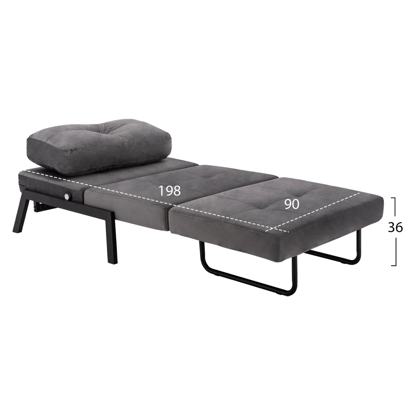 Hm3078.11 Armchair Bed, Velvet Grey, 95x92x66cm