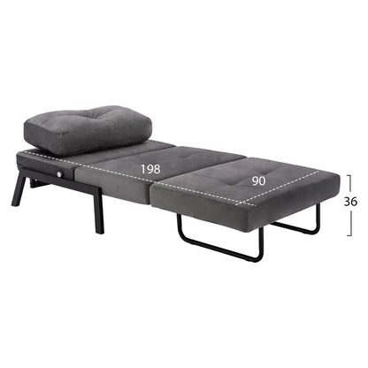 Hm3078.11 Armchair Bed, Velvet Grey, 95x92x66cm