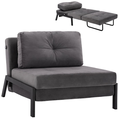 Hm3078.11 Armchair Bed, Velvet Grey, 95x92x66cm