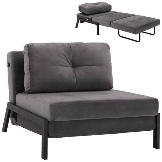 Hm3078.11 Armchair Bed, Velvet Grey, 95x92x66cm