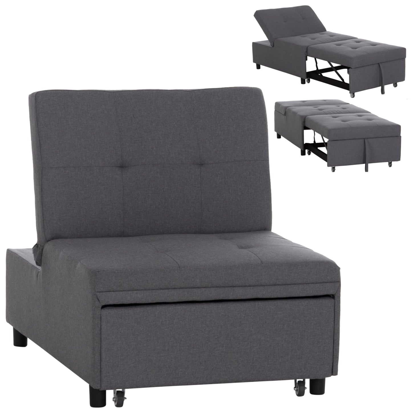 Lounge Chair-bed Libre Hm3295.01 Grey Fabric 75x106x87hcm.