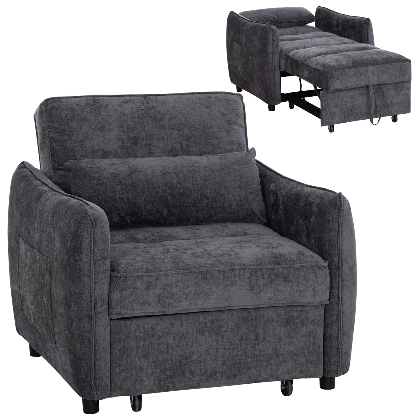 Armchair-bed Oryn Hm3307.01 Grey Fabric 85x88x78hcm.