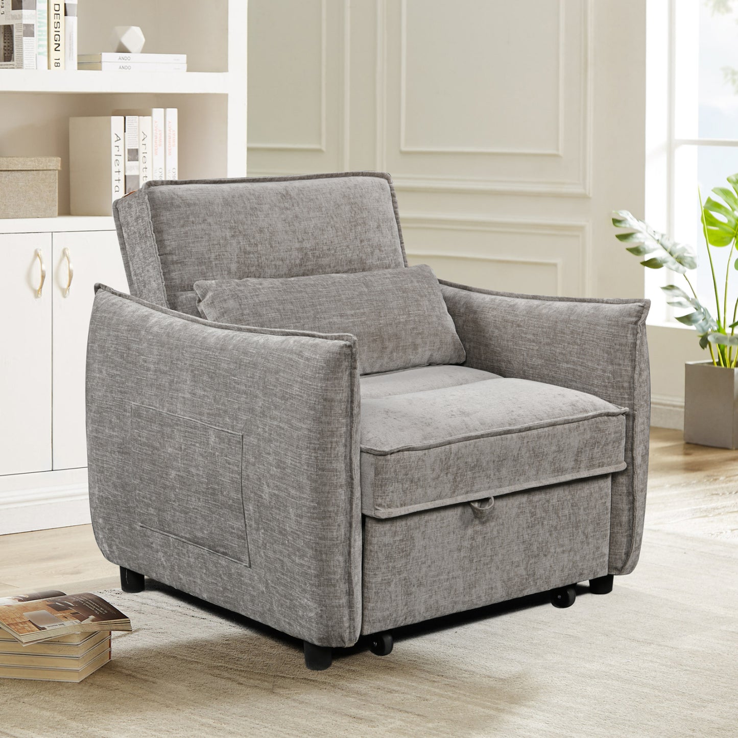 Armchair-bed Oryn Hm3307.03 Beige Fabric 89x85x84hcm.