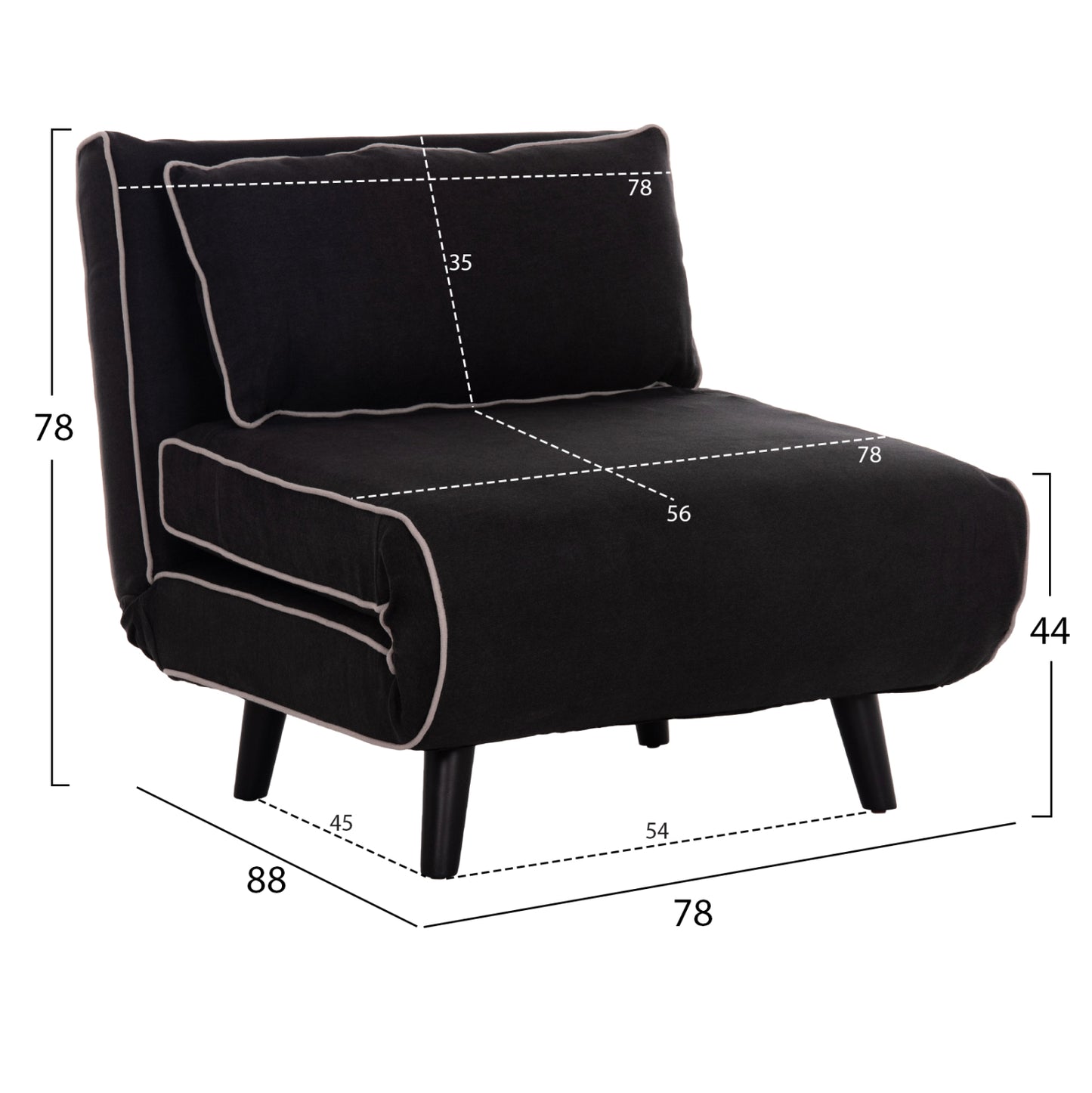 Armchair-bed Braxton Hm8425.03 Black Fabric 78x88x78hcm.