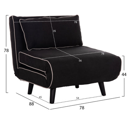Armchair-bed Braxton Hm8425.03 Black Fabric 78x88x78hcm.
