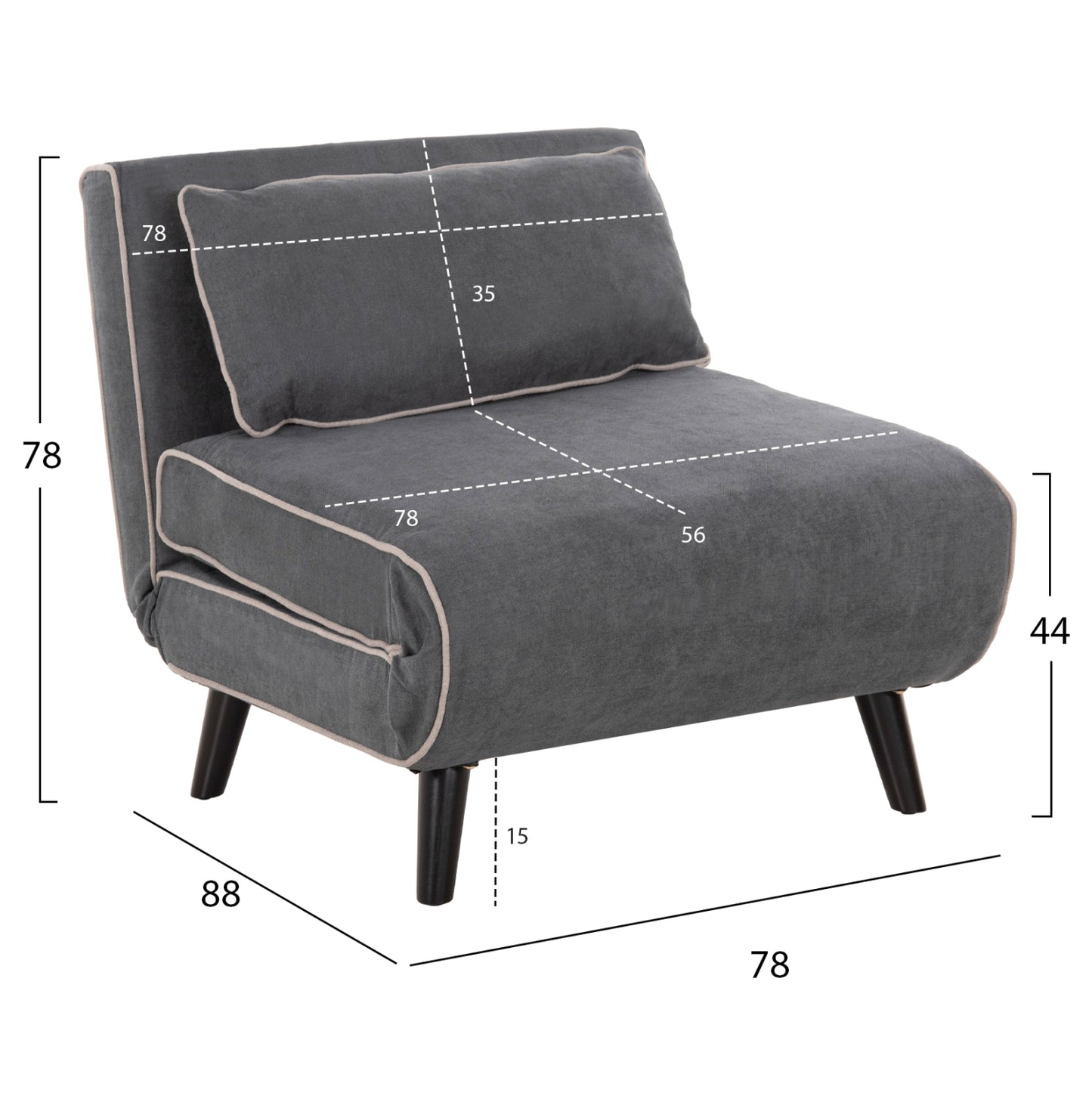Armchair-bed Braxton Hm8425.10 Dark Grey Fabric 78x88x78hcm.