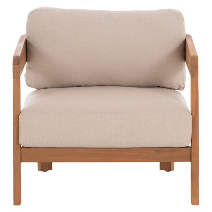Outdoor Lounge Chair Solara Hm6513 Acacia Wood In Natural--cushions In Ecru 75x70x75hcm.