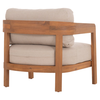 Outdoor Lounge Chair Solara Hm6513 Acacia Wood In Natural--cushions In Ecru 75x70x75hcm.