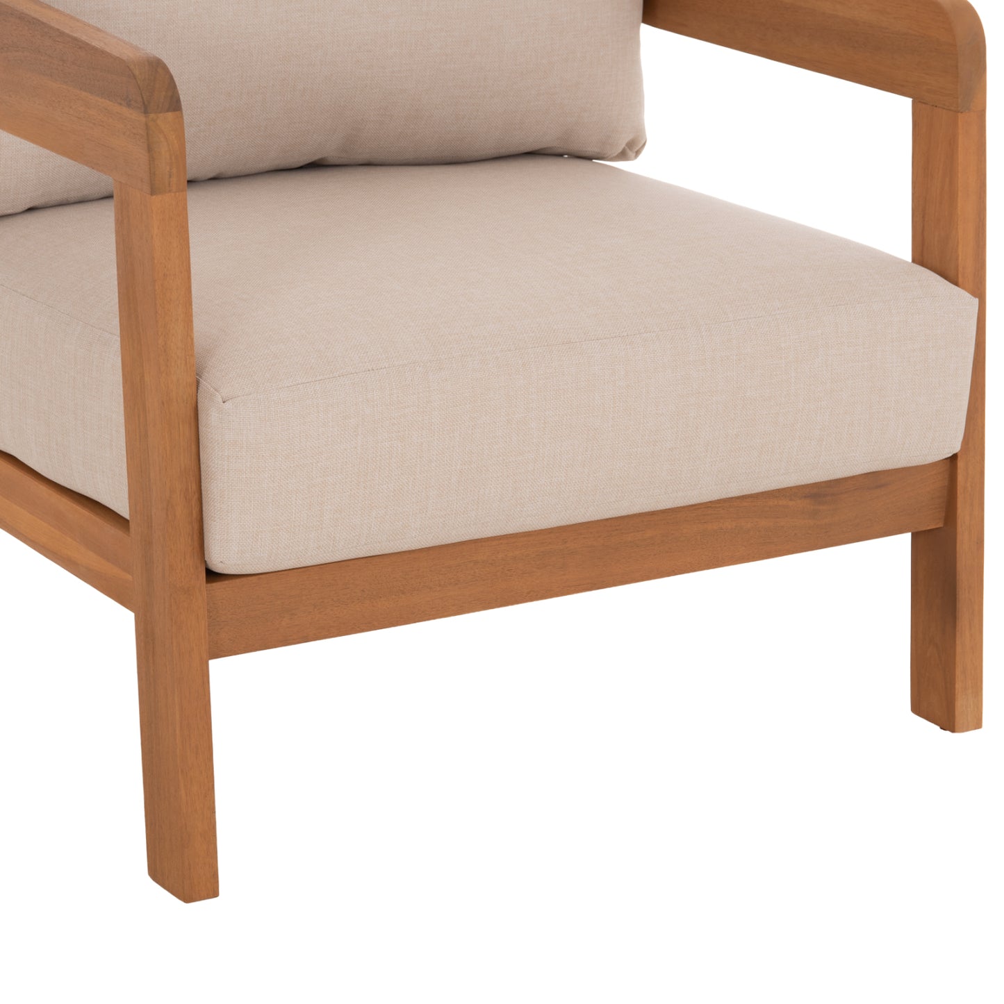Outdoor Lounge Chair Solara Hm6513 Acacia Wood In Natural--cushions In Ecru 75x70x75hcm.