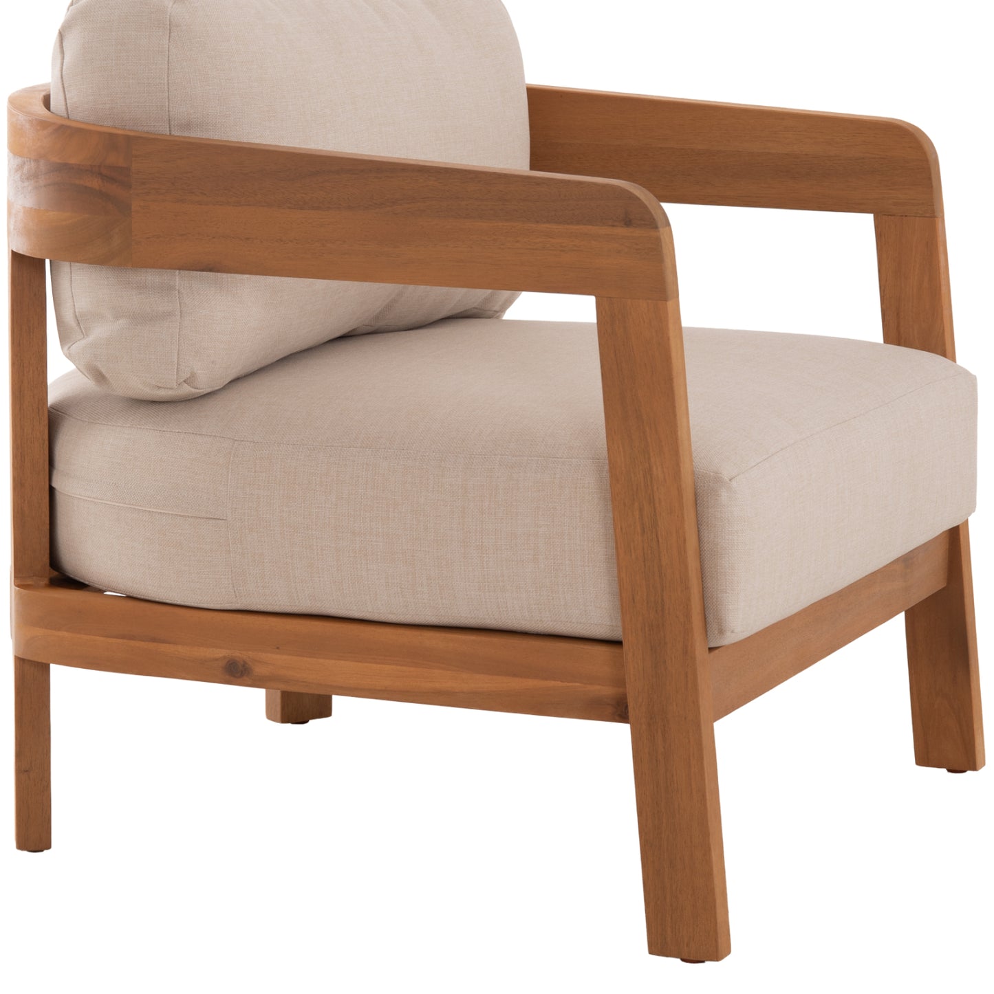 Outdoor Lounge Chair Solara Hm6513 Acacia Wood In Natural--cushions In Ecru 75x70x75hcm.