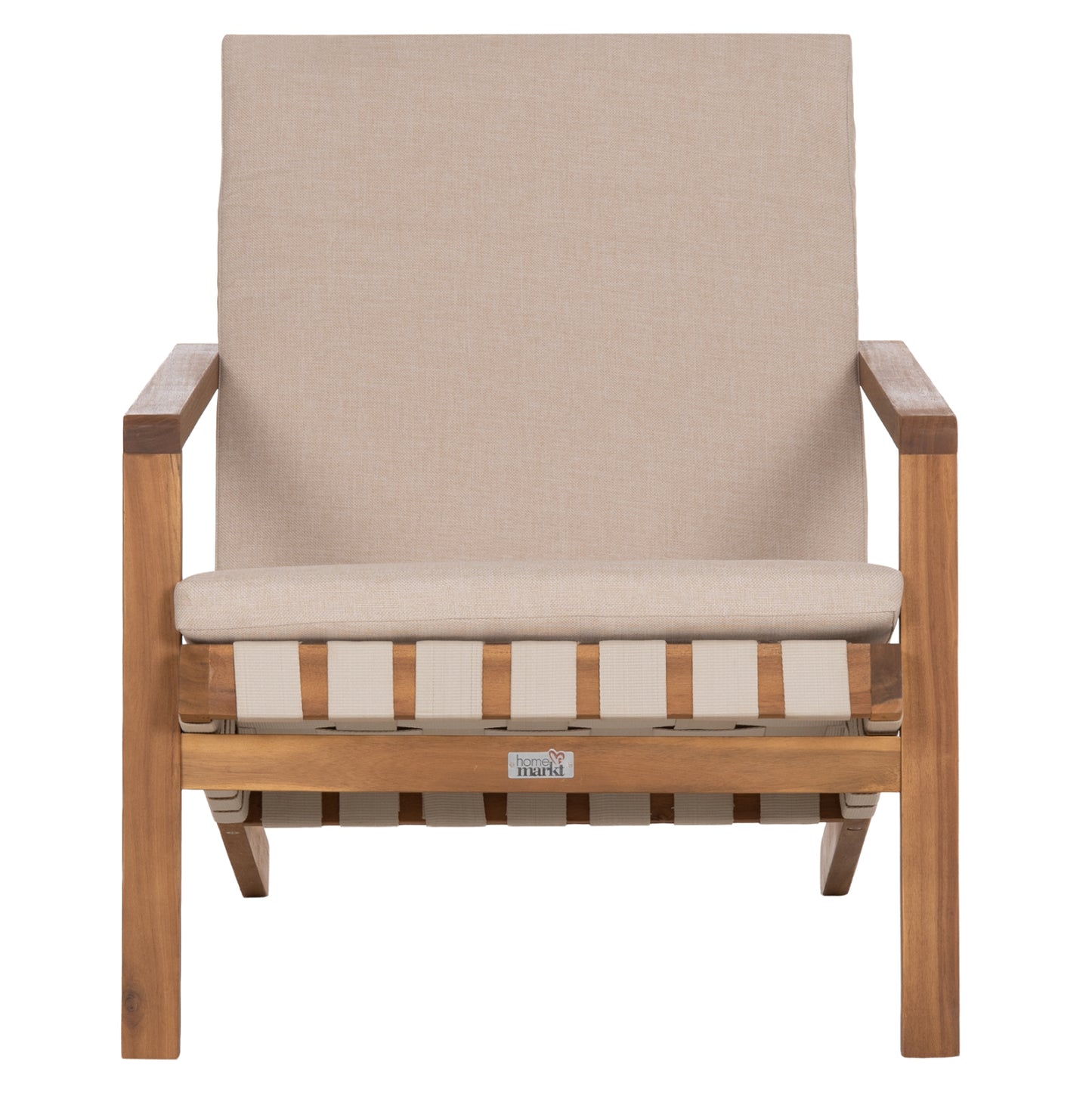 Lounge Chair Dame Hm6531 Acacia Wood In Natural--cushions In Light Beige 64x93x76hcm.