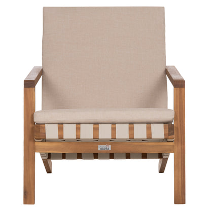 Lounge Chair Dame Hm6531 Acacia Wood In Natural--cushions In Light Beige 64x93x76hcm.