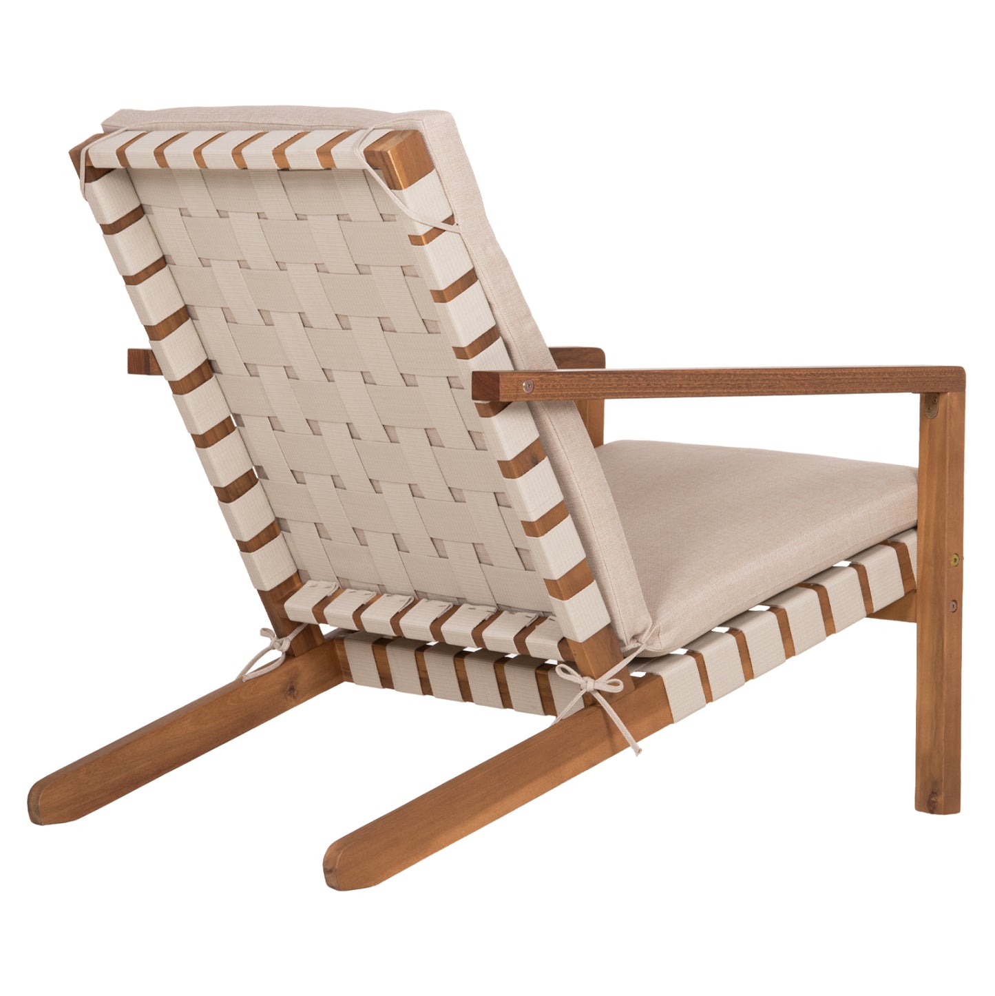Lounge Chair Dame Hm6531 Acacia Wood In Natural--cushions In Light Beige 64x93x76hcm.