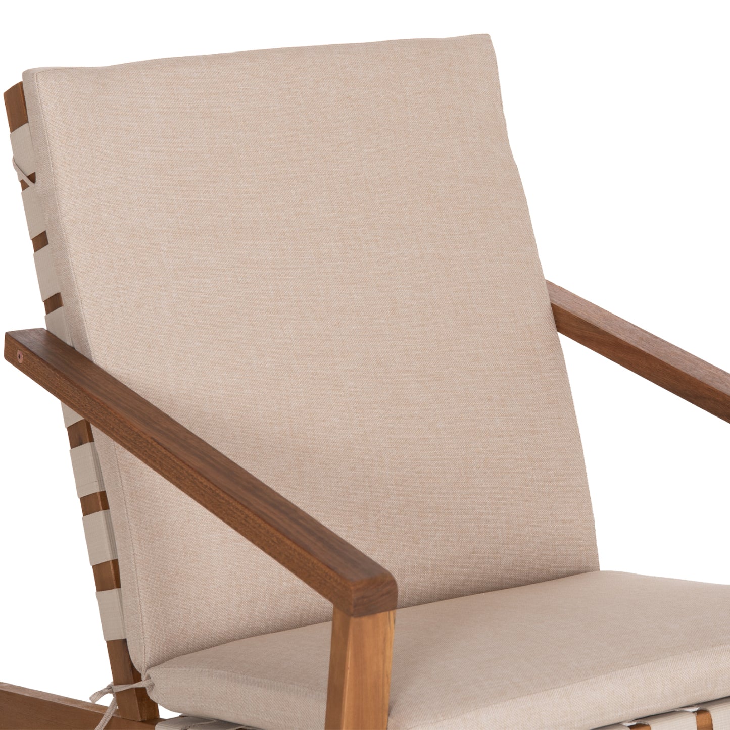 Lounge Chair Dame Hm6531 Acacia Wood In Natural--cushions In Light Beige 64x93x76hcm.