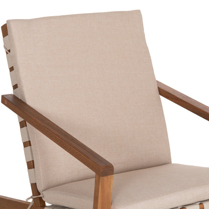 Lounge Chair Dame Hm6531 Acacia Wood In Natural--cushions In Light Beige 64x93x76hcm.