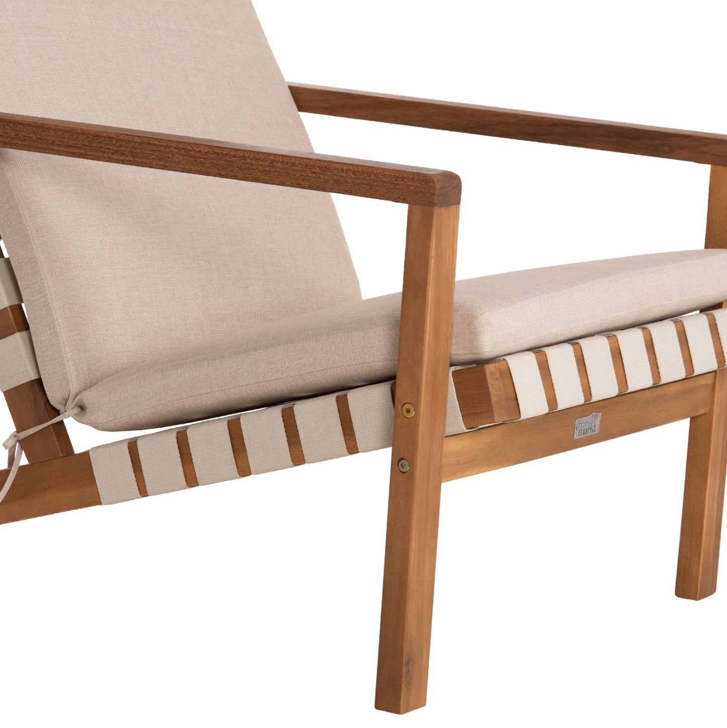 Lounge Chair Dame Hm6531 Acacia Wood In Natural--cushions In Light Beige 64x93x76hcm.