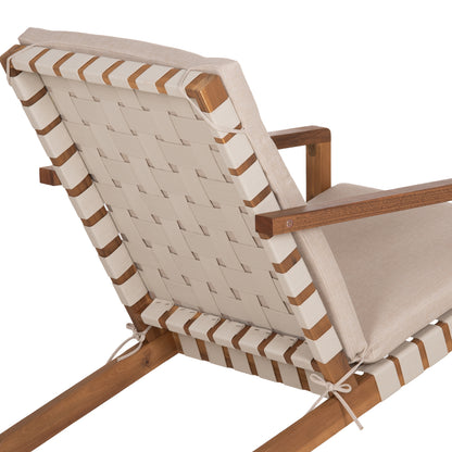 Lounge Chair Dame Hm6531 Acacia Wood In Natural--cushions In Light Beige 64x93x76hcm.